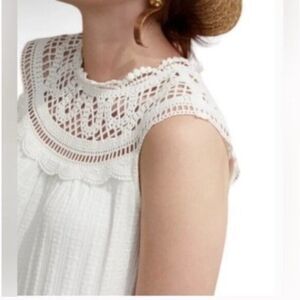 Meadow Rue Anthropologie Sierra Crochet Sleeveless Cream Blouse Size Medium